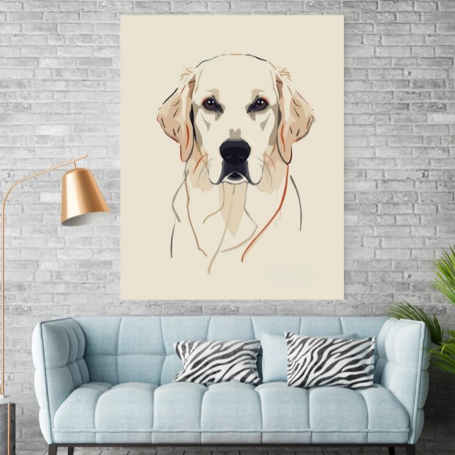 Poster Cartaz de Arte de Linha do Golden Retriever Minima (Criador carregado)