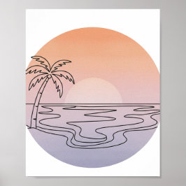 Poster Cartaz de Arte de Linha Minimalista da Praia do Pô