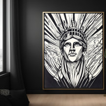 Cartaz de Arte de Linha Moderna da Estátua da Libe