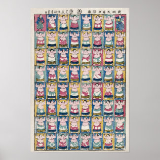 Poster Cartaz de Arte de Lutadores de Sumô