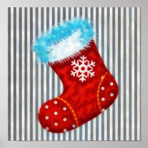Poster Cartaz de Arte de Meia de Natal em Listras