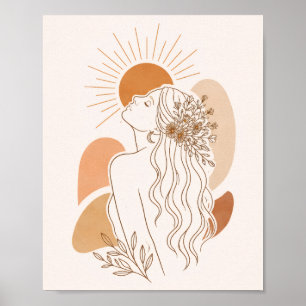 Poster Cartaz de Arte de Mulher Boho Minimalista
