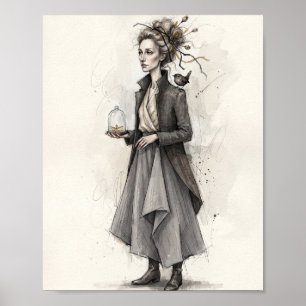 Poster Cartaz de Arte de Mulher Vitoriana Gótica com Páss