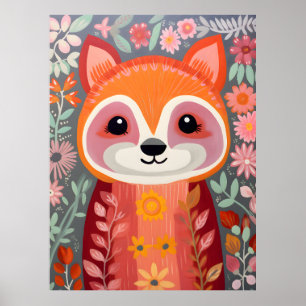 Poster Cartaz de Arte de Panda Vermelho Caprichoso