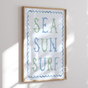 Poster Cartaz de Arte de Parede Azul para Berçário Sea Su