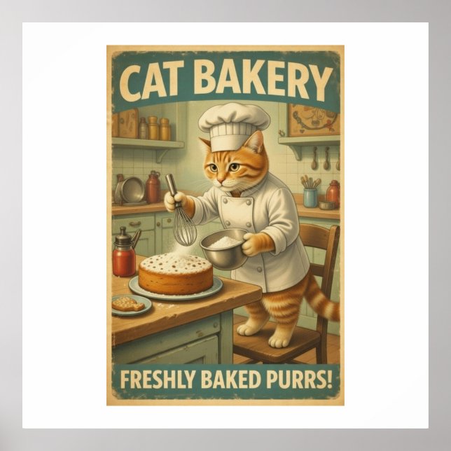 Poster Cartaz de Arte de Parede Chef Gato (Frente)
