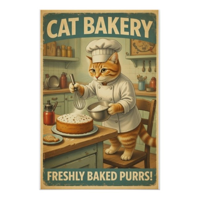Pôster Cartaz de Arte de Parede Chef Gato (Frente)