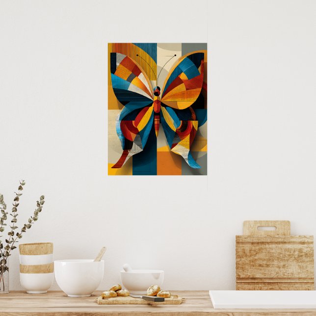 Poster Cartaz de Arte de Parede de Borboleta Geométrica (Cozinha)
