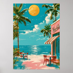 Poster Cartaz de Arte de Parede de Café de Praia Costeira
