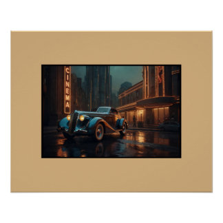 Pôster Cartaz de Arte de Parede de Carro Antigo Art Deco