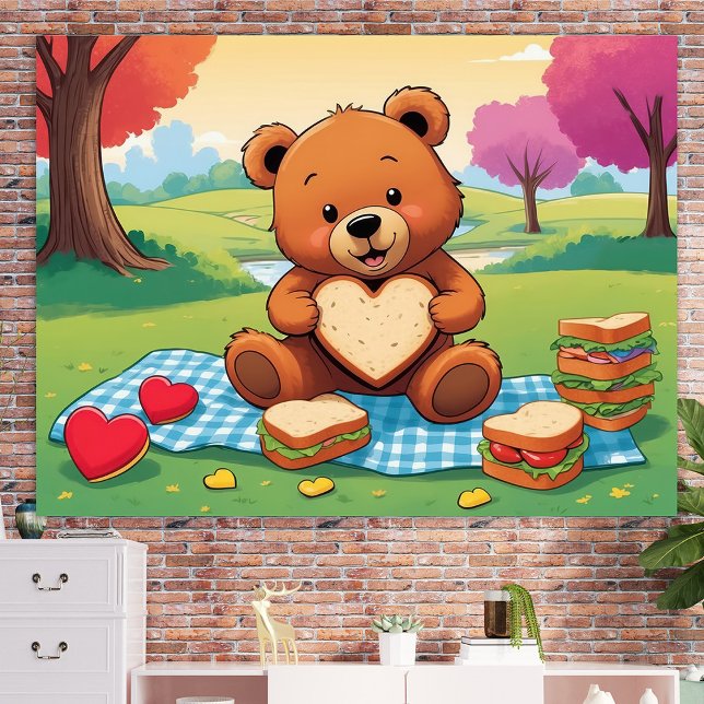 Poster Cartaz de Arte de Parede de Urso Teddy Piquenique  (Criador carregado)