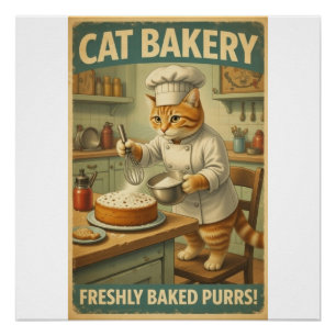 Pôster Cartaz de Arte de Parede do Chef Gato
