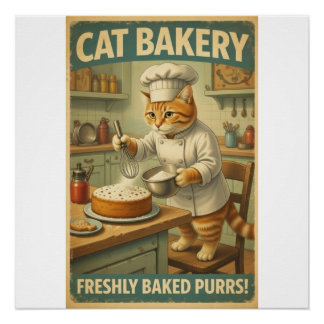 Pôster Cartaz de Arte de Parede do Chef Gato