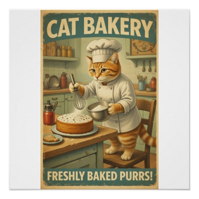Pôster Cartaz de Arte de Parede do Chef Gato (Frente)