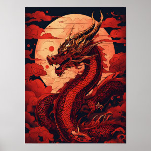 Poster Cartaz de Arte de Parede do Dragão Vermelho Irrita