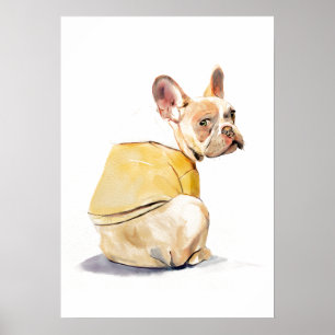 Poster Cartaz de Arte de Parede Engraçado do Bulldog Fran