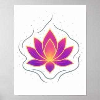 Poster Cartaz de Arte de Parede Flor de Lótus Vibrante Yo