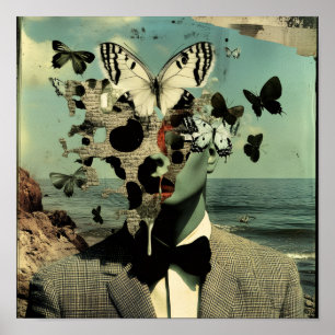 Poster Cartaz de Arte de Parede Homem Borboleta Surrealis