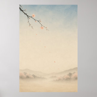 Poster Cartaz de Arte de Parede Japandi Rio Sakura Japonê
