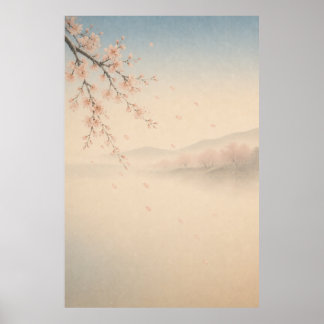 Poster Cartaz de Arte de Parede Japandi Sakura Waterfall