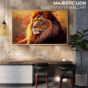 Pôster Cartaz de Arte de Parede Leão Majestoso Brilhante