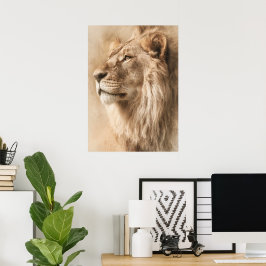 Poster Cartaz de Arte de Parede Safari Leão Majestoso