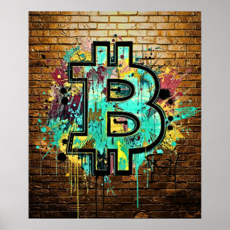 Poster Cartaz de Arte de Rua Bitcoin – Design Colorido de