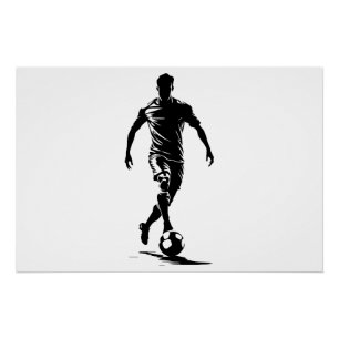 Pôster Cartaz de Arte de Silhueta de Jogador de Futebol M