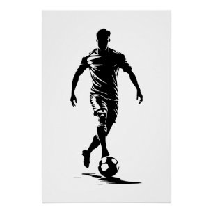Pôster Cartaz de Arte de Silhueta de Jogador de Futebol M