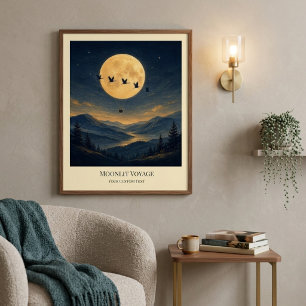 Poster Cartaz de Arte de Viagem ao Luar Personalizado