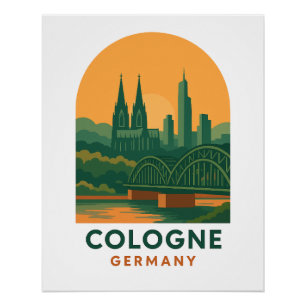 Pôster Cartaz de Arte de Viagem de Colônia Alemanha – Ret
