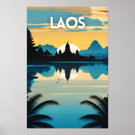 Poster Cartaz de Arte de Viagem do Laos