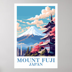 Poster Cartaz de Arte de Viagem Vintage do Monte Fuji Jap