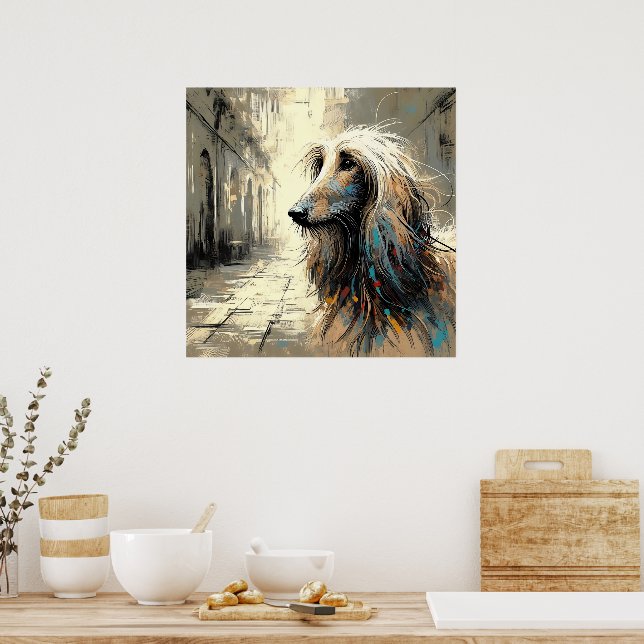 Poster Cartaz de Arte do Afghan Hound (Cozinha)