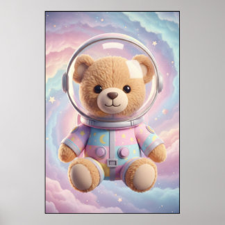 Poster Cartaz de Arte do Astronauta Teddy Cósmico