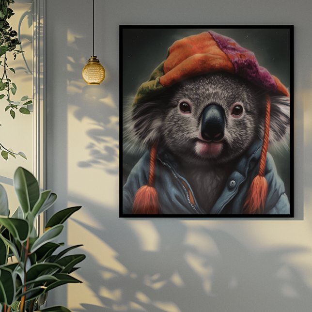 Poster Cartaz de Arte do Boné de Remendo de Coala Beanie  (Criador carregado)
