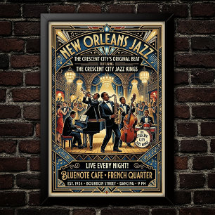 Poster Cartaz de Arte do Jazz Vintage dos anos 1930