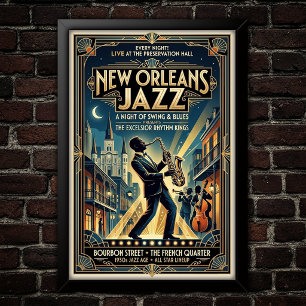 Poster Cartaz de Arte do Jazz Vintage dos Anos 1930