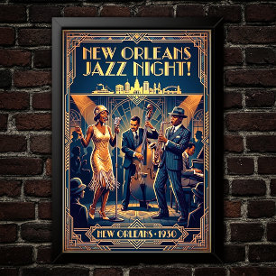 Poster Cartaz de Arte do Jazz Vintage dos anos 1930