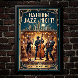 Poster Cartaz de Arte do Jazz Vintage dos anos 1930