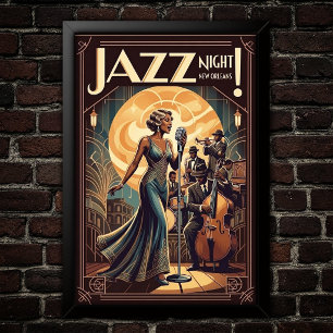 Poster Cartaz de Arte do Jazz Vintage dos anos 1930