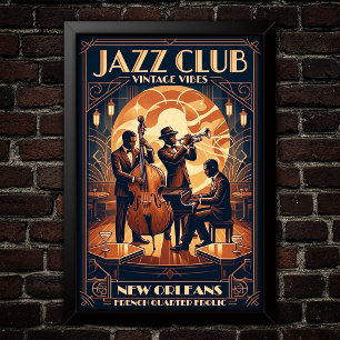Poster Cartaz de Arte do Jazz Vintage dos anos 1930