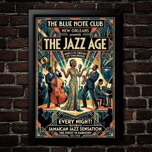 Poster Cartaz de Arte do Jazz Vintage dos anos 1930