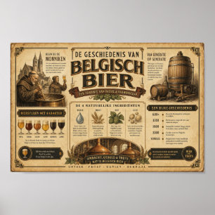 Poster Cartaz de Arte do Patrimônio da Cerveja Belga Vint