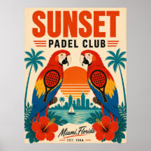 Cartaz de Arte do Retro Miami Sunset Padel Club