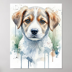 Poster Cartaz de Arte em Aquarela de Gatinho Malhado Lara