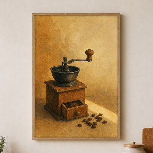 Poster Cartaz de Arte em Aquarela de Moedor de Café Cotta