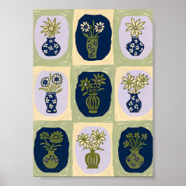 Poster Cartaz de Arte em Grade de Vaso de Flores Silvestr