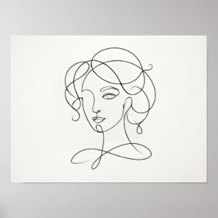 Poster Cartaz de Arte em Linha Minimalista Feminina