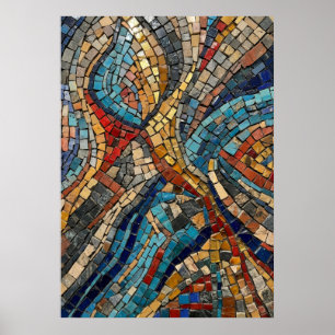 Poster Cartaz de Arte em Mosaico Bizantino Colorido Est